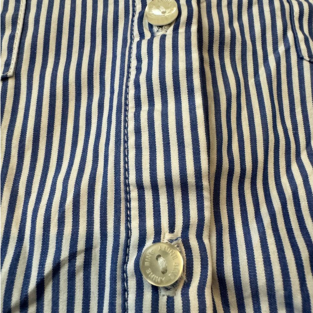 Anine Bing | Blue White Pinstripe Cotton Poplin Button-Up Shirt XS - Picture 4 of 7